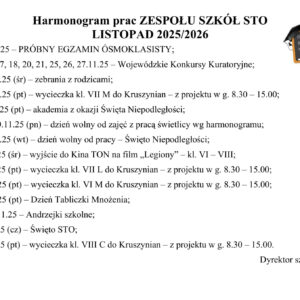 Harmonogram.listopad 2025 Harmonogram prac ZESPOŁU SZKÓŁ STO LISTOPAD 2025/2026 Harmonogram.listopad 2025 Harmonogram prac ZESPOŁU SZKÓŁ STO LISTOPAD 2025/2026