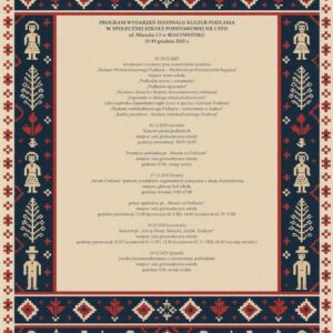 PROGRAM FESTIWALU KULTUR PODLASIA FESTIWAL KULTUR PODLASIA W SPOŁECZNEJ SZKOLE PODSTAWOWEJ NR 1 STO W BIAŁYMSTOKU 15-19.12.2025 PROGRAM FESTIWALU KULTUR PODLASIA FESTIWAL KULTUR PODLASIA W SPOŁECZNEJ SZKOLE PODSTAWOWEJ NR 1 STO W BIAŁYMSTOKU 15-19.12.2025