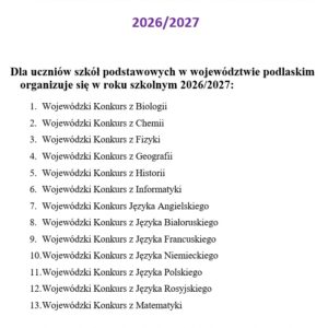 zapisy konkursy 2026 7JP WOJEWÓDZKIE KONKURSY PRZEDMIOTOWE 2026/2027